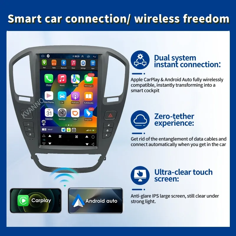 راديو السيارة لأوبل إنسيجنيا وبيوك ريجال 2008-2013 مشغل وسائط متعددة لاسلكي 2 DIN يعمل بنظام أندرويد 15 شاشة Carplay أوتوماتيكية تعمل باللمس 4G #3