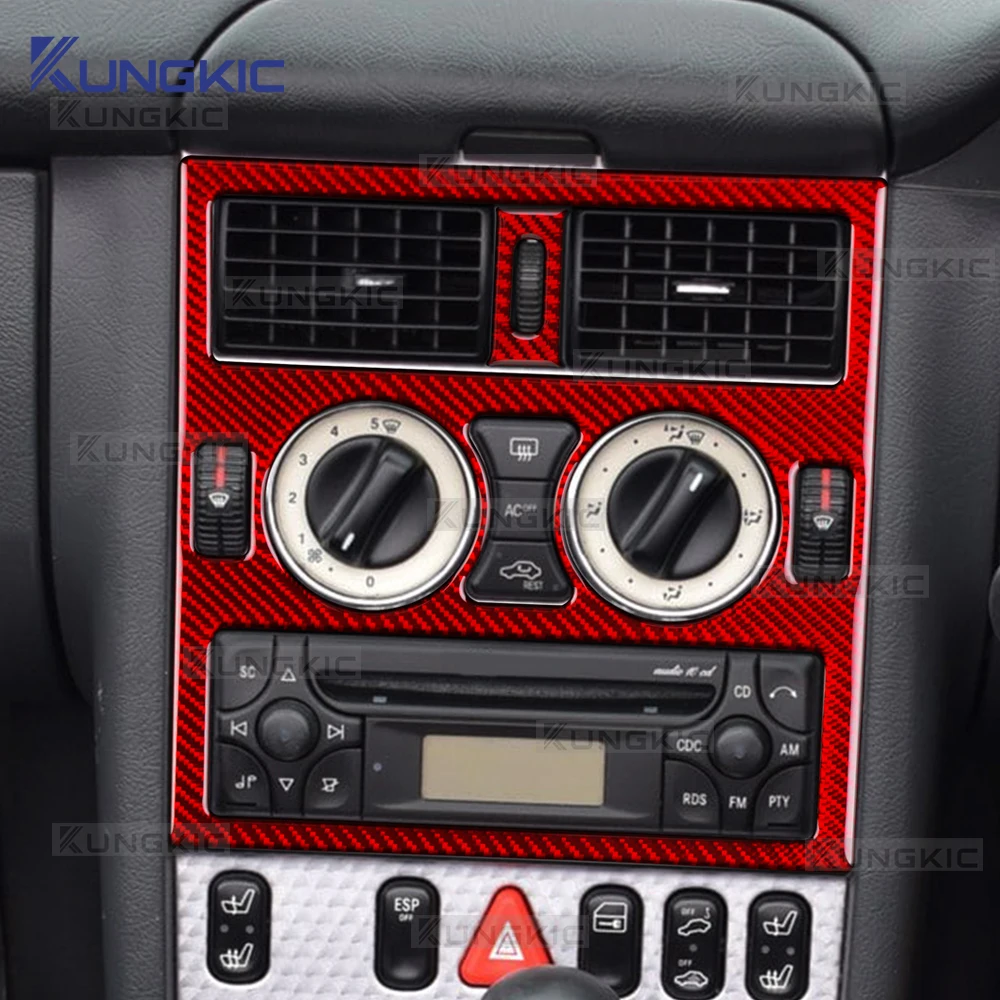 Real Soft Carbon Fiber For Mercedes Benz SLK R170 1996 1997 1998 1999 2000 2001 2002 2003 Car Center Control Panel Trim Sticker view 6