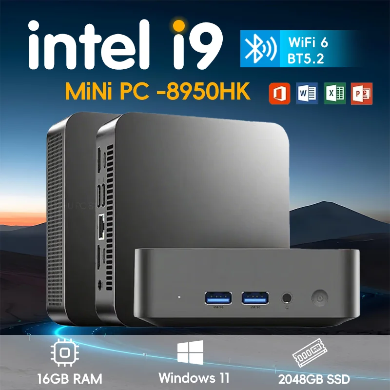 

Portable Mini PC Windows 11 intel Core i9 8950HK Computer Dual WIFI6+BT5.2 4K HD Mini Gaming Pc Desktop