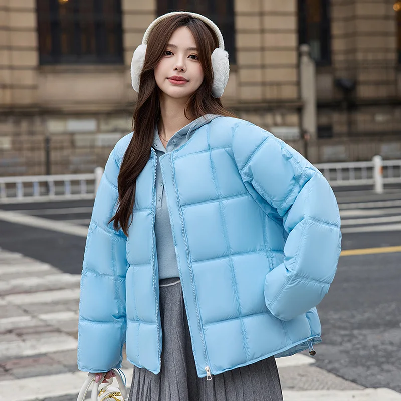 Frauen Rundhals Anti Aging Winter Koreanische Version Einfarbig Baumwolle Jacke Modische High-End Dicke Warme Baumwolle Mantel