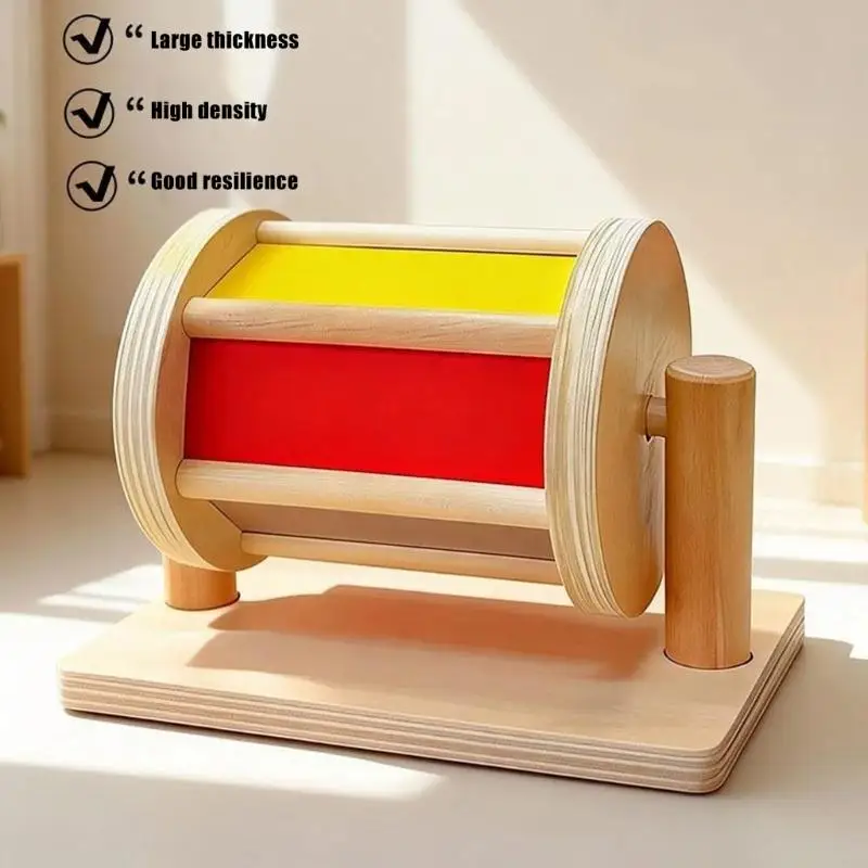 XXFE Fabric Activity Drum With Wooden Frame, Bright Picture Panels and Hands-On Exploration for Children's Early Learning During