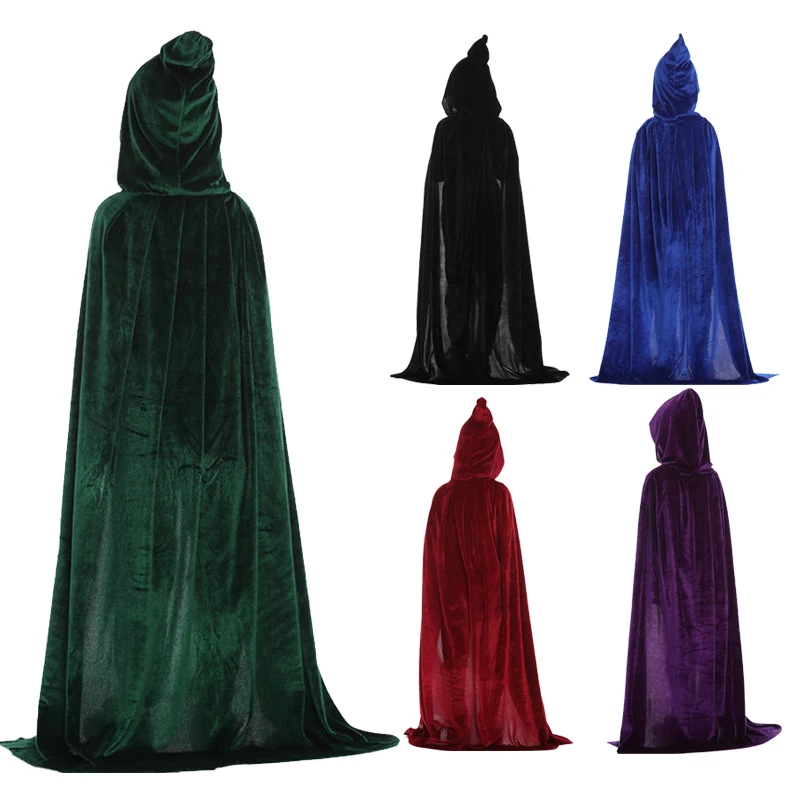 

Halloween Witch Cape Wizard Cape Children Adult Dense Velvet Golden Velvet Cape Cosplay Costume Stage Play Costume