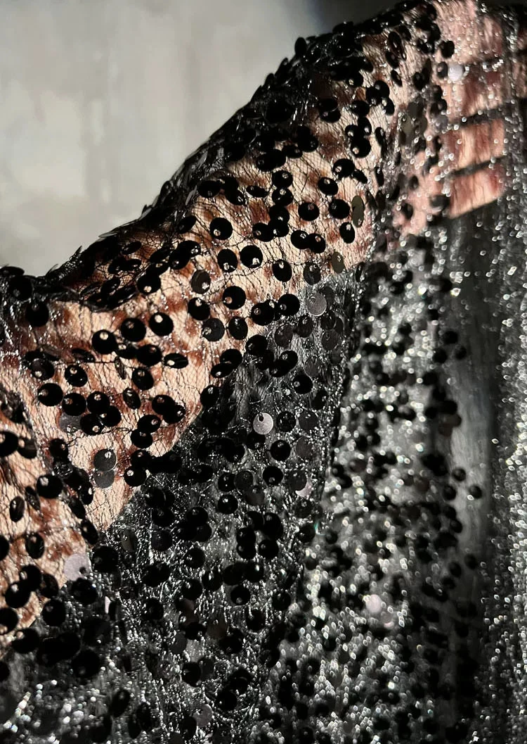 1yard sequin embroidery tela,Black random mesh fabrics,DIY  Wedding dress,background,designer style fabric for clothing