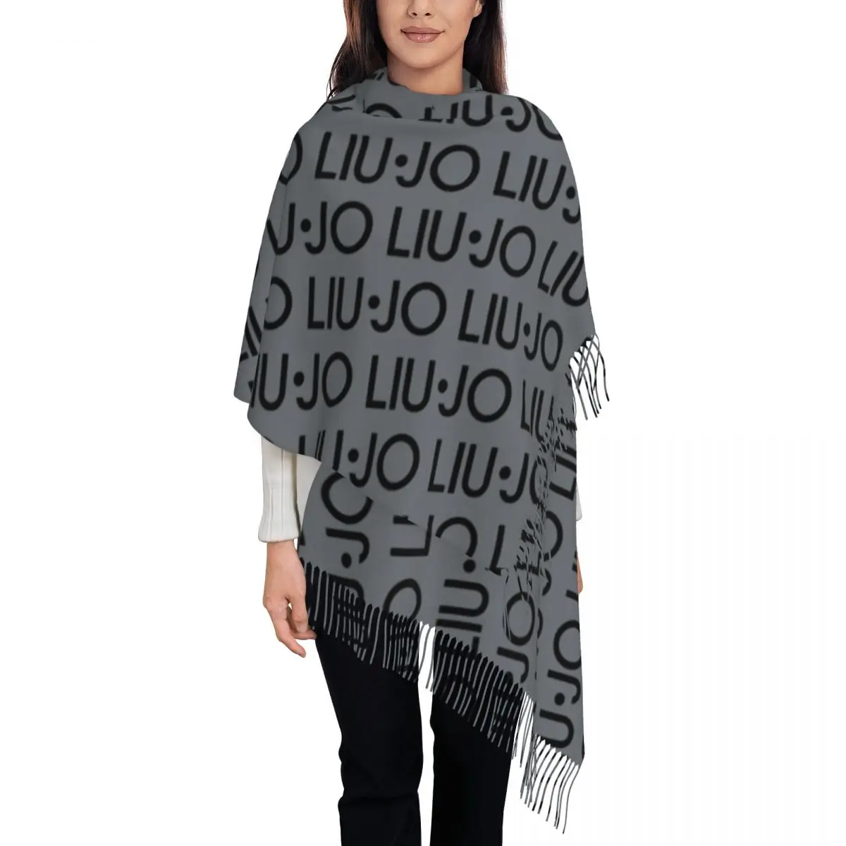 Liu Jo Scarf for Womens Winter Warm Pashmina Shawl Wrap Luxury Long Scarves with Tassel for Evening Dress