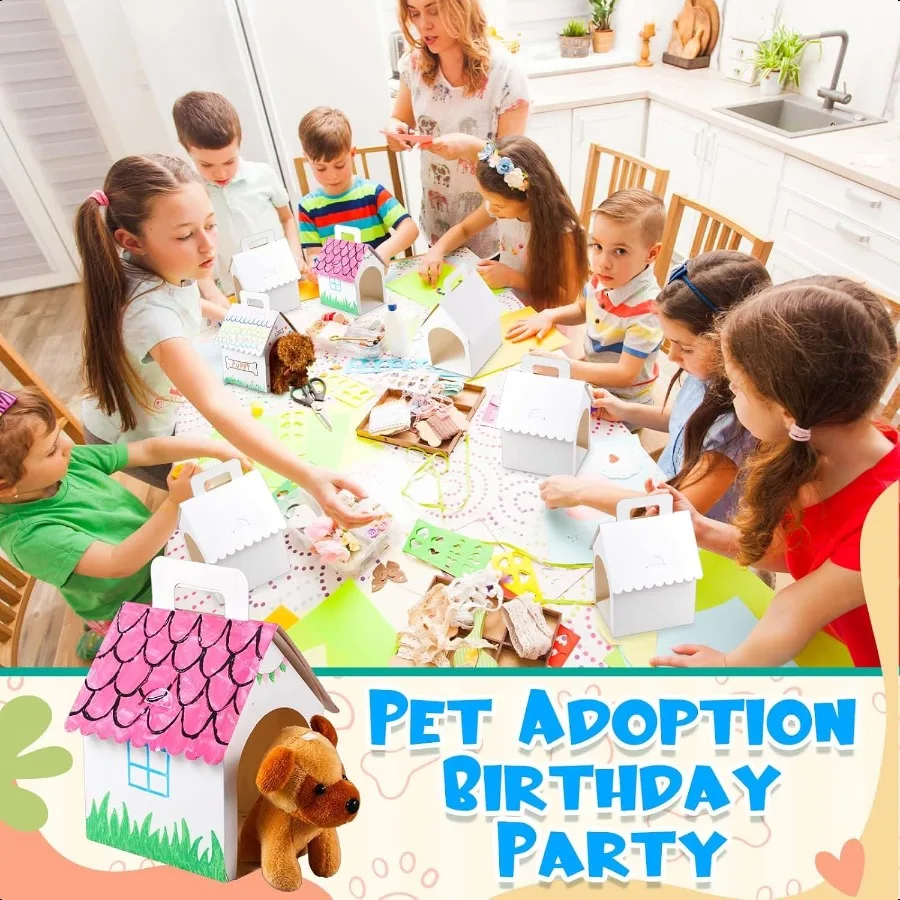 24 pezzi Scatole per bomboniere per cani Scatole regalo per dolcetti a forma di casa per cani con fori Festa per il ritorno a scuola pieghevole con manico per cucciolo