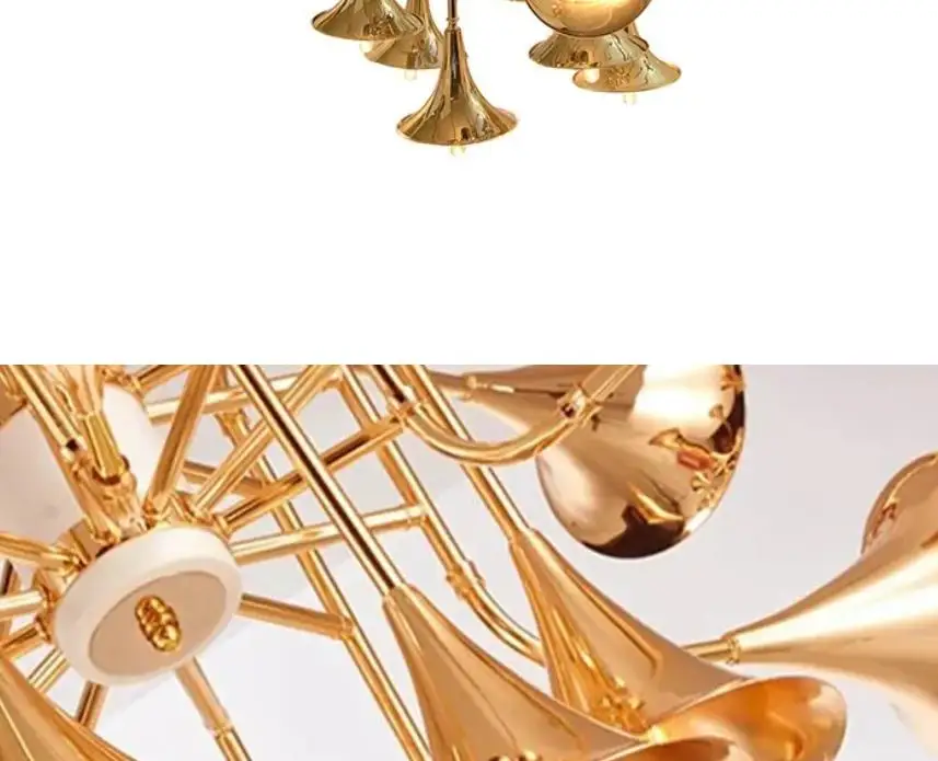 

Vintage Modern Nordic Stainless Steel Gold Trumpet Pendant Lamps Retro Horn delightfull botti Pendant Light For Living Room