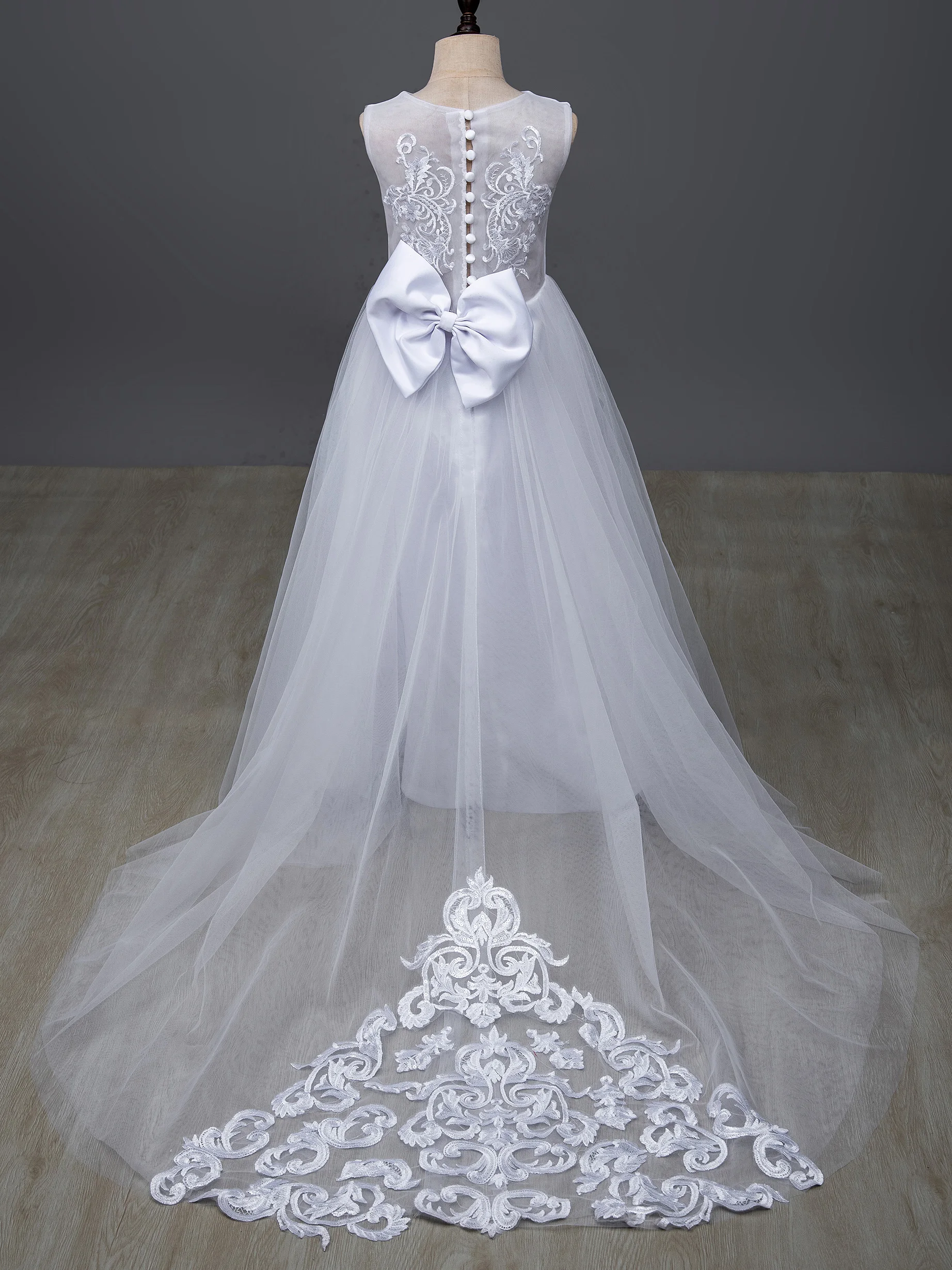 A Line Princess Gown Tulle Flower Girl Dresses Girl First Communion For Prom Evening Party Wedding Elegnt Pretty Vestdo Primera