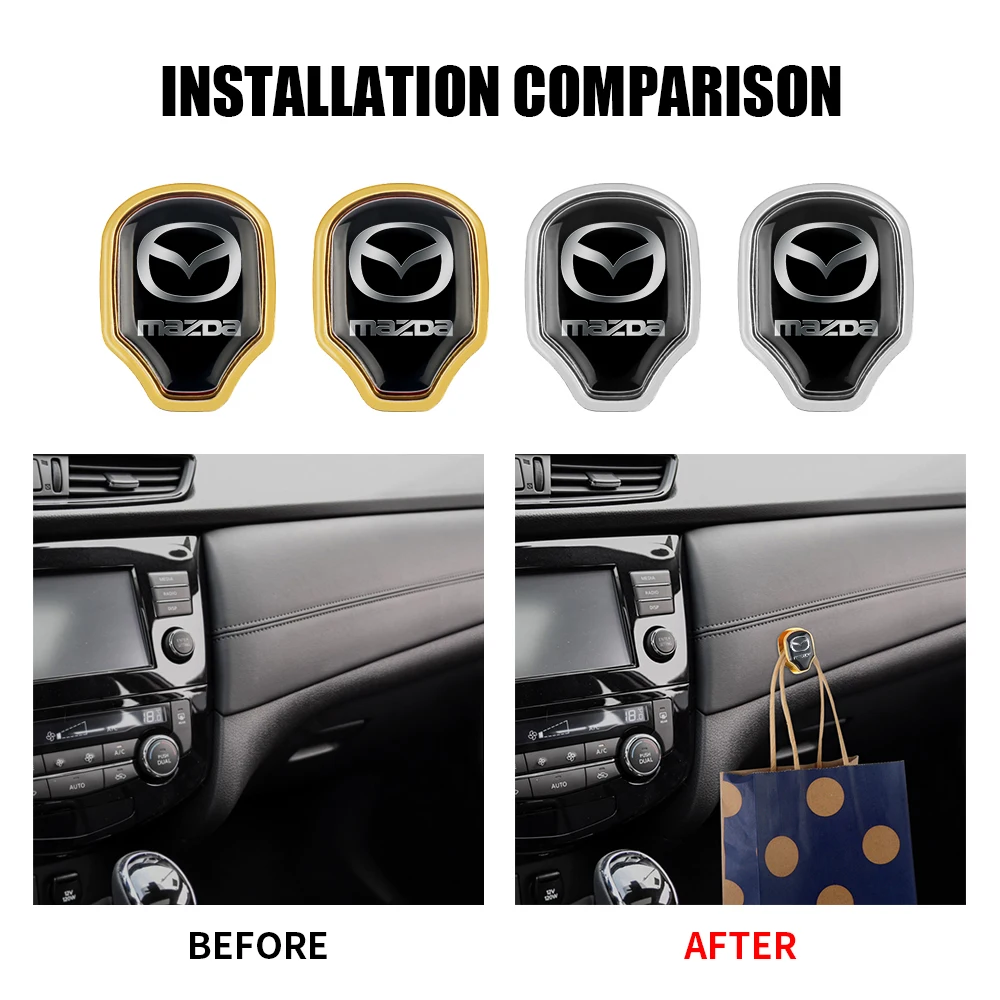 3D Metal Car Interior Storage Hooks Stickers Accessories For Mazda RX CX BT 2 3 4 5 6 7 8 9 30 50 326 636 series