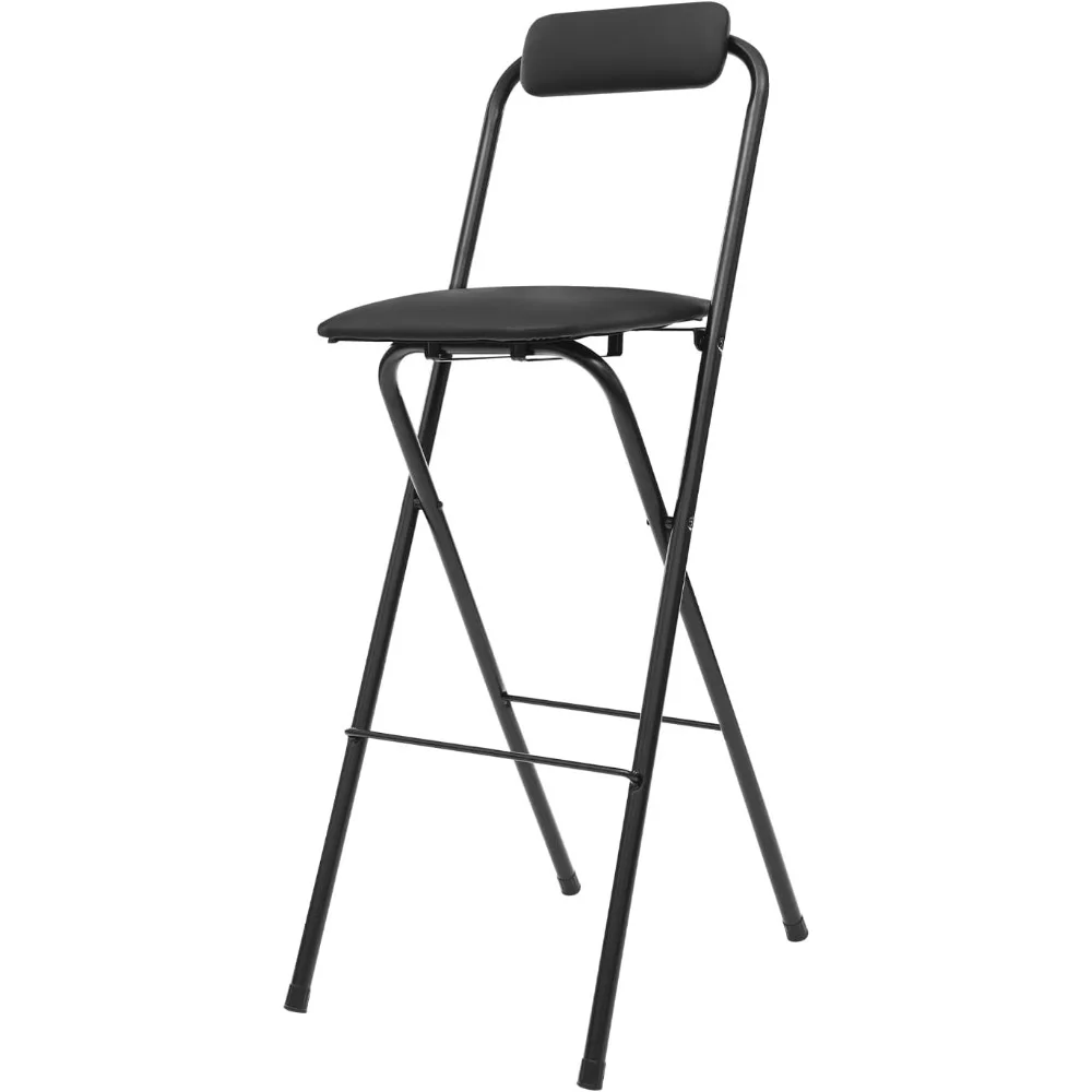 

Folding Bar Stool with Backrest, Tall Foldable Stool Chair, Portable High Folding Bar Chair Counter 29.5" Height Seat Leather