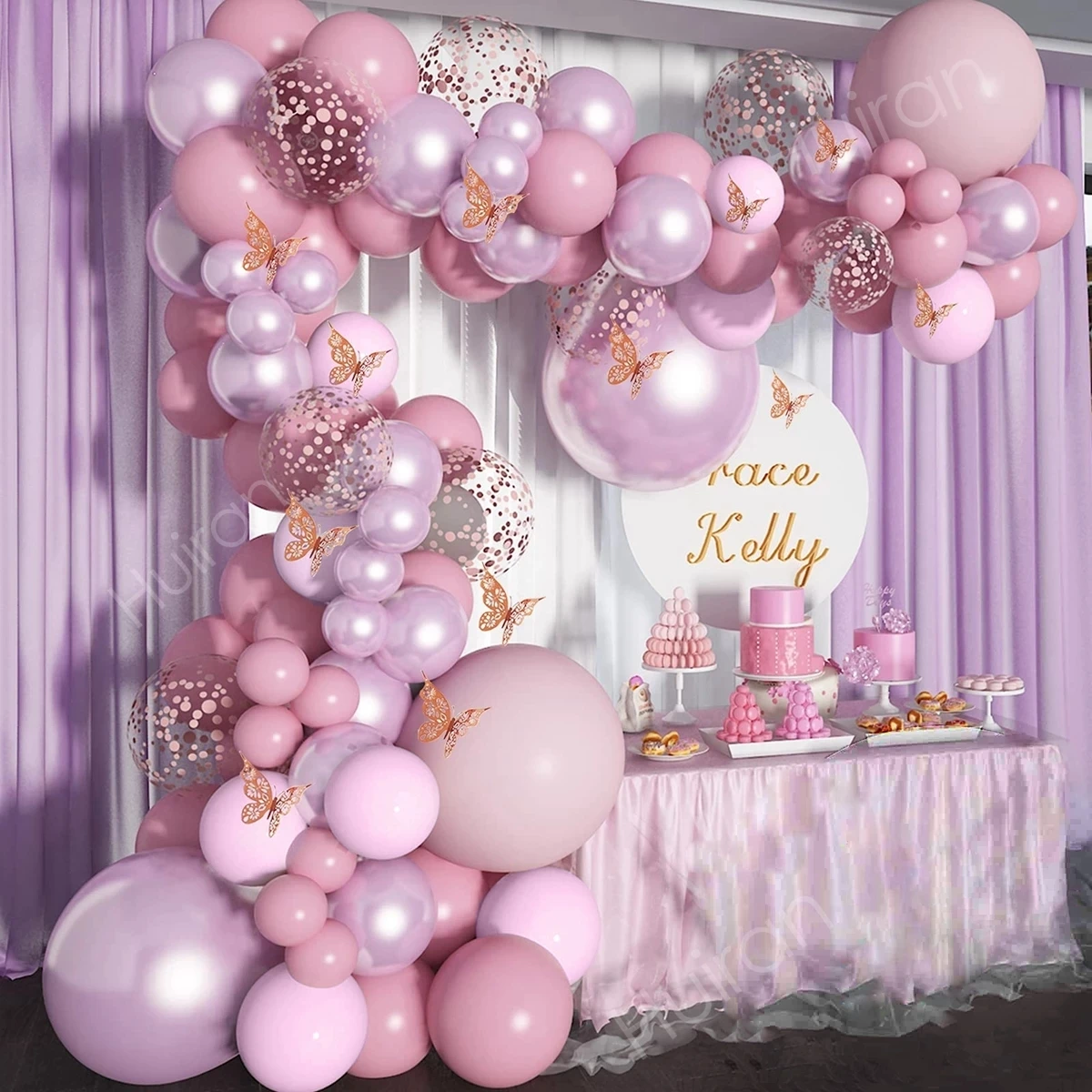 Purple Pink Butterfly Balloon Garland Arch Kit Wedding Birthday Party Decoration Gender Reveal Latex Balloon Baptism Baby Shower