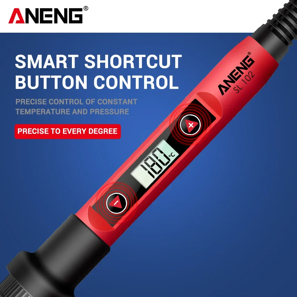 ANENG SL102 60W Digital Electric Soldering Iron Temperature Adjustable 220V 110V Welding Tool Ceramic Heater Soldering Tips