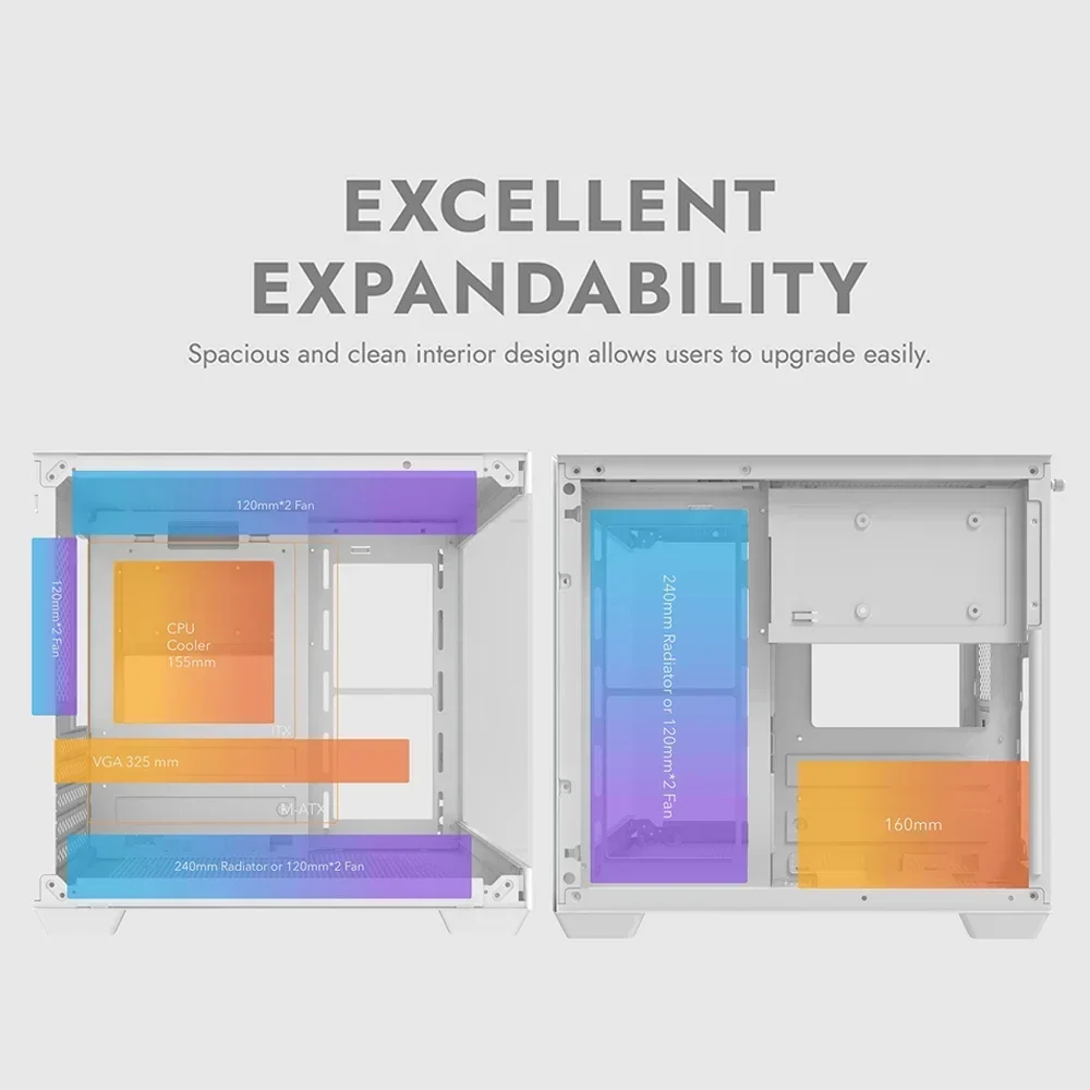جديد! Aigo 275P حافظة كمبيوتر غرفة عرض البحر كمبيوتر ألعاب سطح المكتب M-ATX ITX اللوحة الأم على الوجهين الزجاج المقسى ألعاب الكمبيوتر خزانة