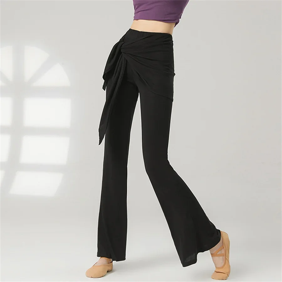 Women Modern Dance Flared Pants With Cover Up Breathable Loose Wide Leg Ballet Chinese Classical Dance Performance Yoga Trousers