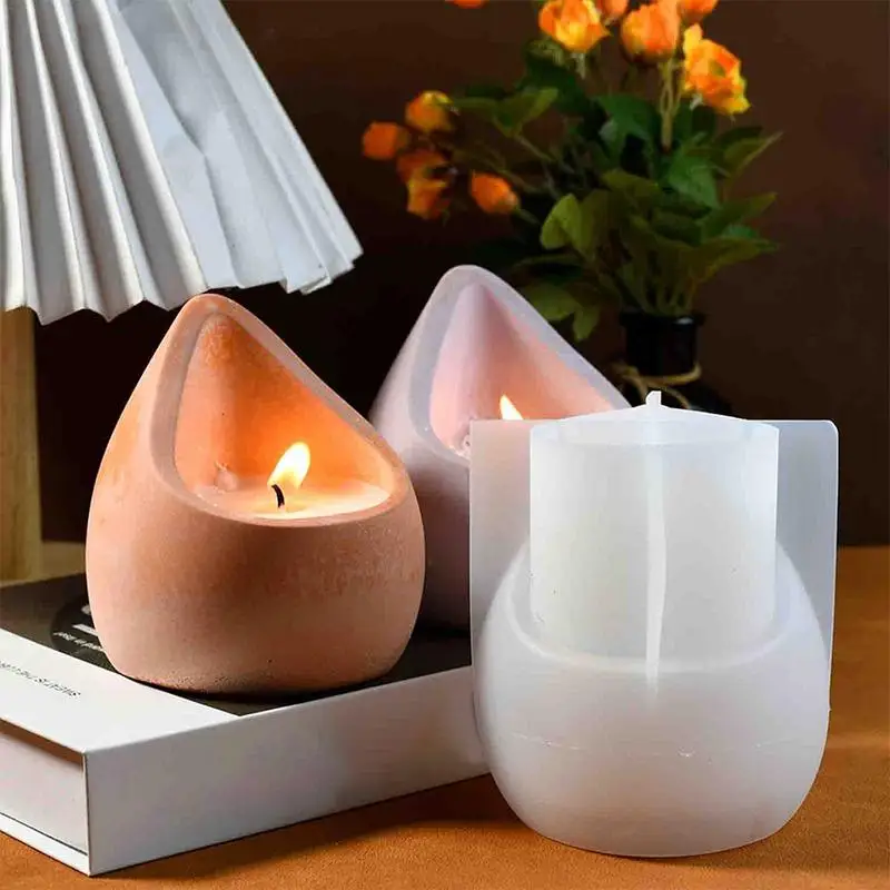 Silicone Candle Holder Mold 3D Making Handmade Display Decor Silicone Mold Crafts Water Drop Cup Candlestick Mold 3D Making