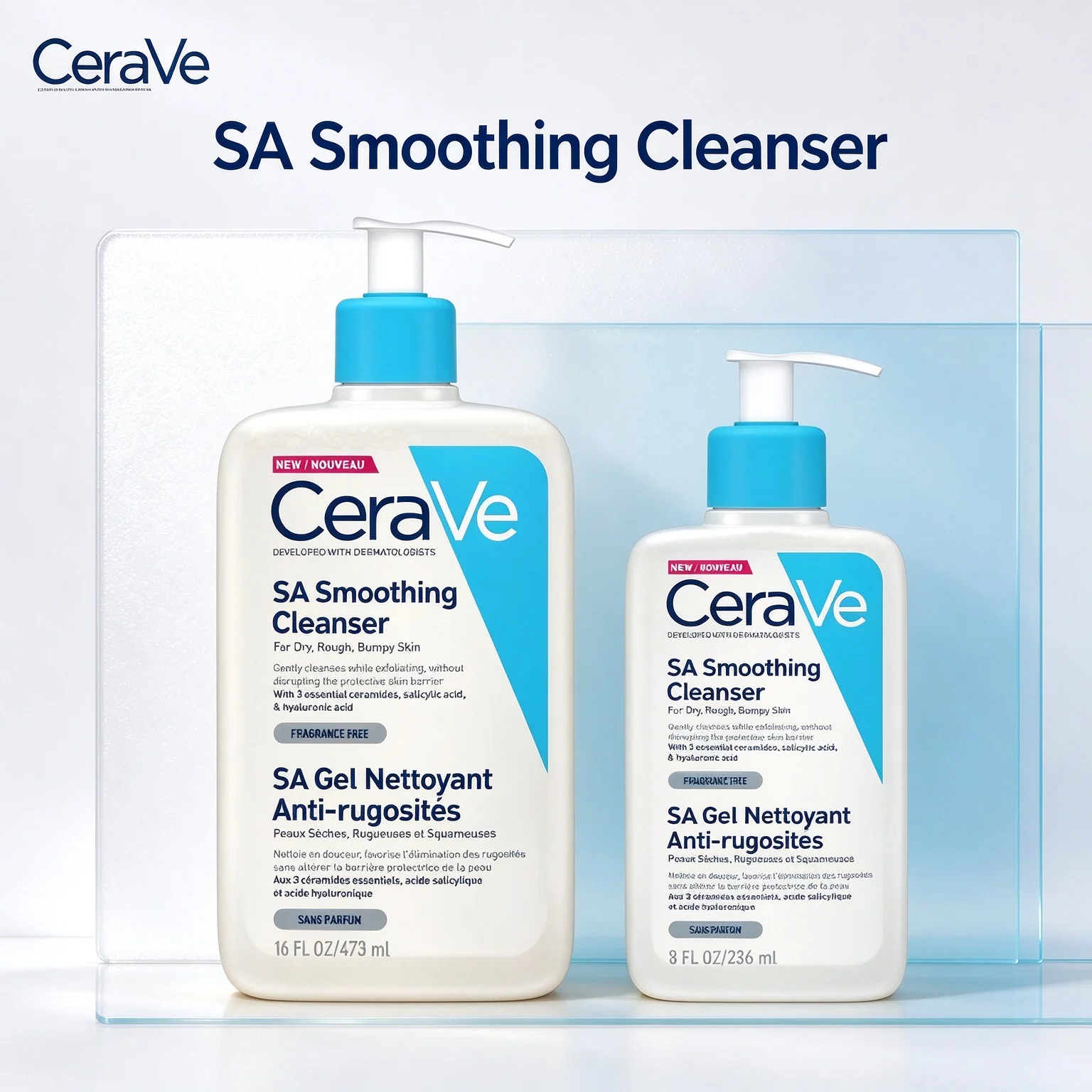 セラビー-sa-スムージング-クレンザー-8oz-16oz（236ml-473ml）：刺激の少ない、角質ケア効果のある洗顔料。肌荒れに悩む方におすすめ。