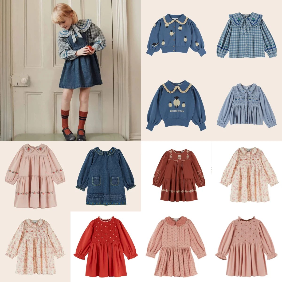 Children's EM AW26 Floral Vintage Dress for Girls Printed Autumn Winter New Dress