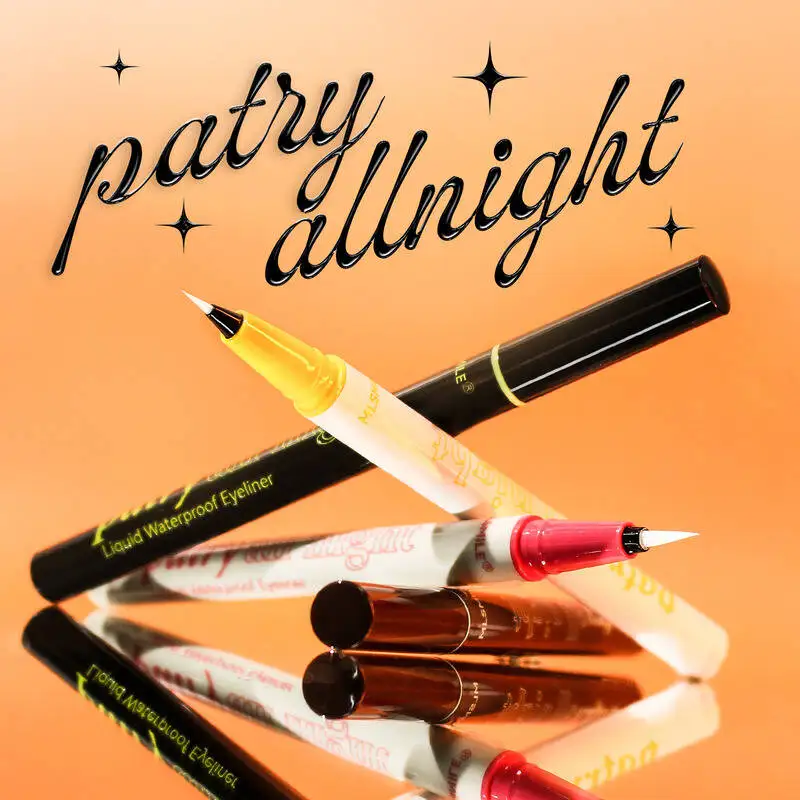 MLSMILE مقاوم للماء أسود أبيض فضي سريع الجفاف مقاوم للتلطخ السائل كحل القلم ماكياج 4 قطعة مجموعة 2025 جديد