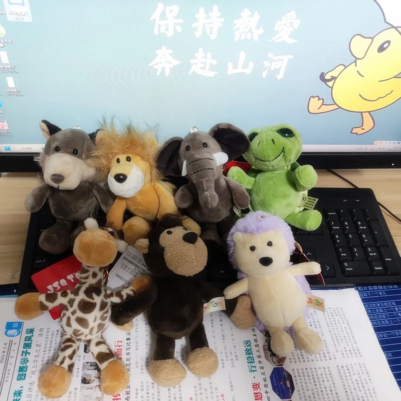 Cute Forest Animal Plush Toy Lion Elephant Monkey Turtle Plush Keychain Stuffed Animals Backpack Pendant Bookbag Keychains Gifts