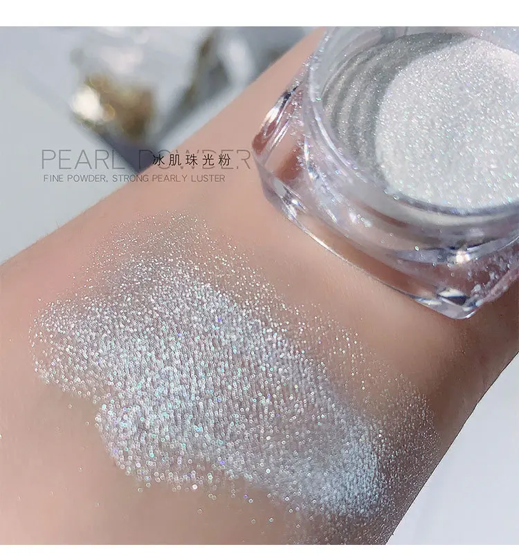 1jar aurora pérola branco prego pó perolado luar branco cromo prego esfregando poeira super brilhante super manicure pigmento ft2