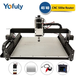 CNC Router Máquina De Gravura, Gravador A Laser com Mesa De Alumínio, 3 Eixos, Fresa DIY, Madeira, Metal, Acrílico, MDF, 500W, 4540