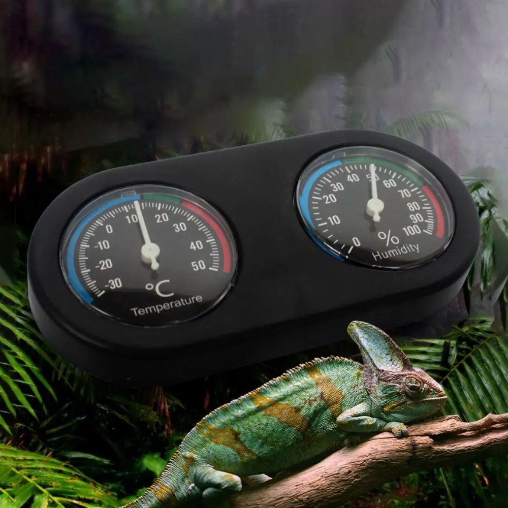 

Double Disc Reptile Tank Thermometer Mechanical Testimony Mute Reptile Hygrometer Black Temperature Humidity Sensor
