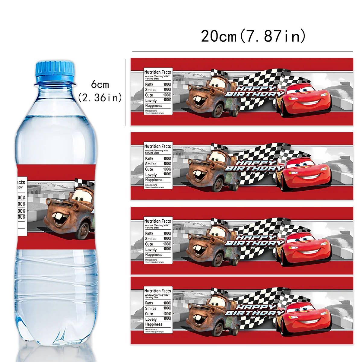 

Disney Cars Lightning McQueen Water Bottle Labels Party Supplies Birthday Decorations Stickers for Boys Girls Baby Shower Party