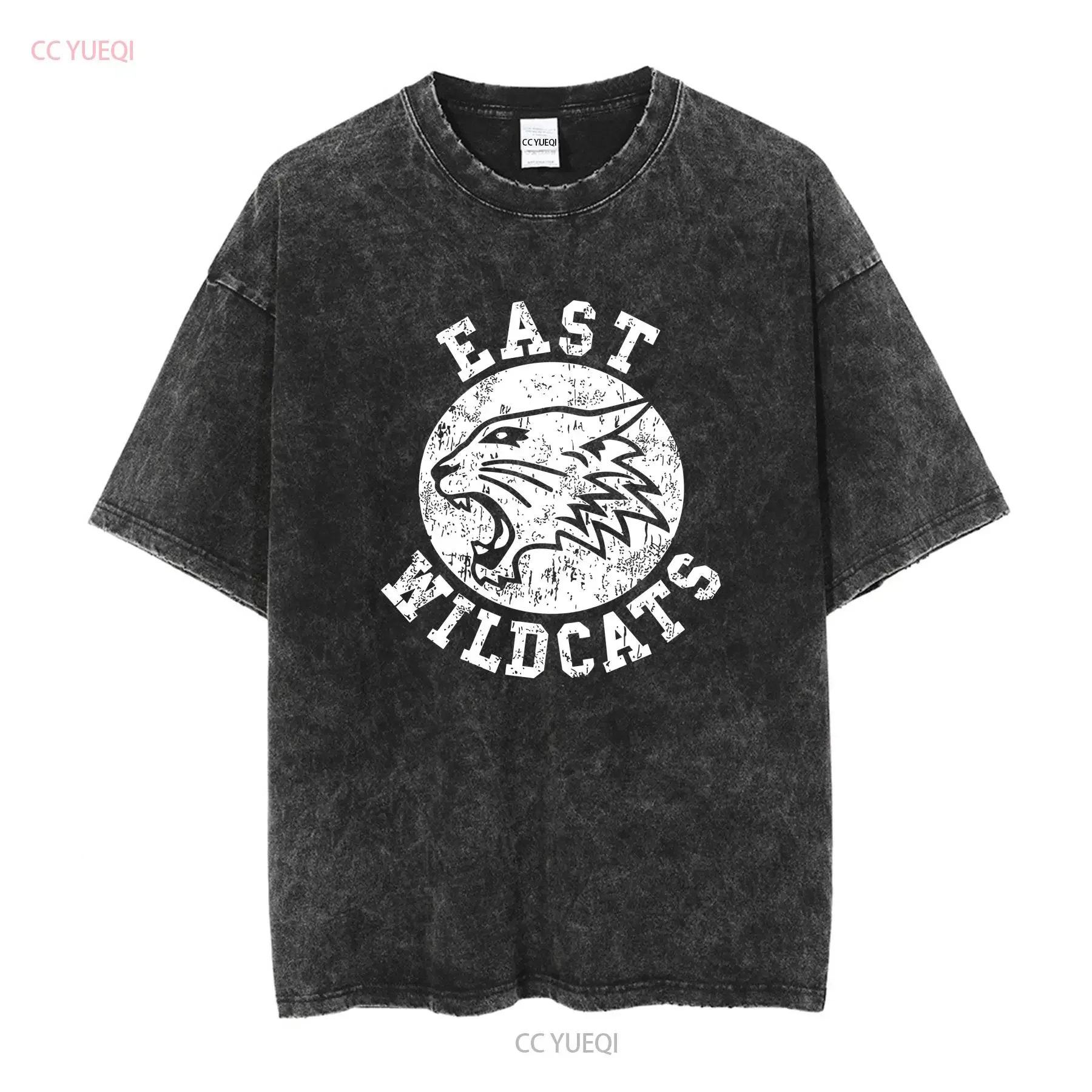 EAST WILDCATS T SHIRT High School Basketball Wild Musical Cats Team Logo Symbol vintage Washed Breathable homme Unisex