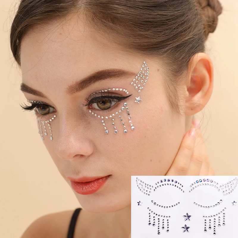 Glitter Face Jewels Tattoo Sticker Festival Party Makeup Manicure Tools Rhinestones Flash Temporary Tattoo Stickers Fake Diamond