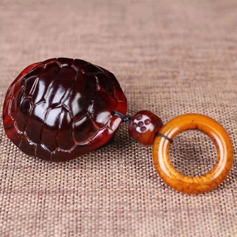 Yak Horn Rich in Armor World Handheld Piece Men's Tortoise Keychain Ornament Necklace Bag Pendant