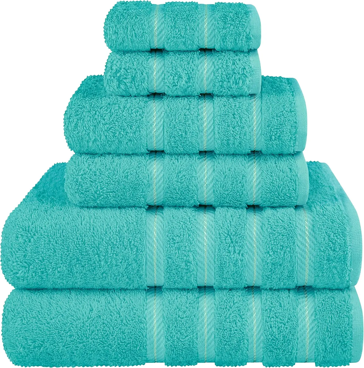 Linen Luxury 6 Piece Towel Set, 2 Bath Towels 2 Hand Towels 2 Washcloths, 100% Cotton Turkish Towels for Bathroom