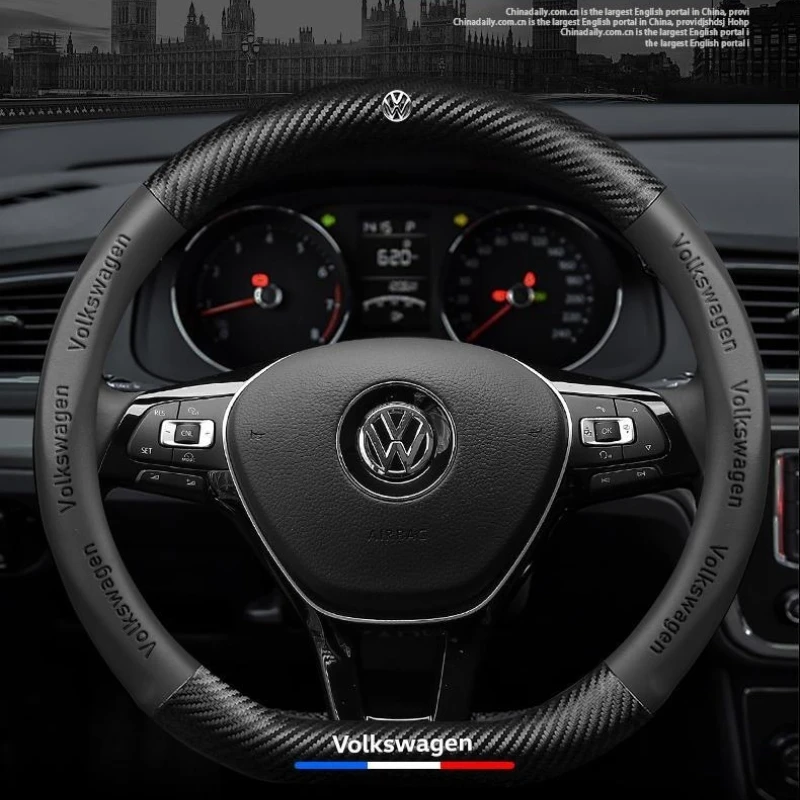 O D Type Car Steering Wheel Cover for Volkswagen VW Sharan Passat Caddy Touran Tiguan Golf MK8 Polo Teramont Atlas T-Roc T-cross