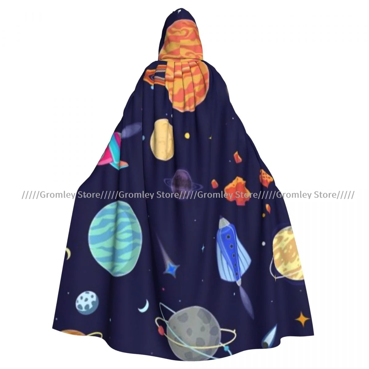 Witch Long Hooded Robe Planets In Space Halloween Cloak Cosplay Costumes for Adult