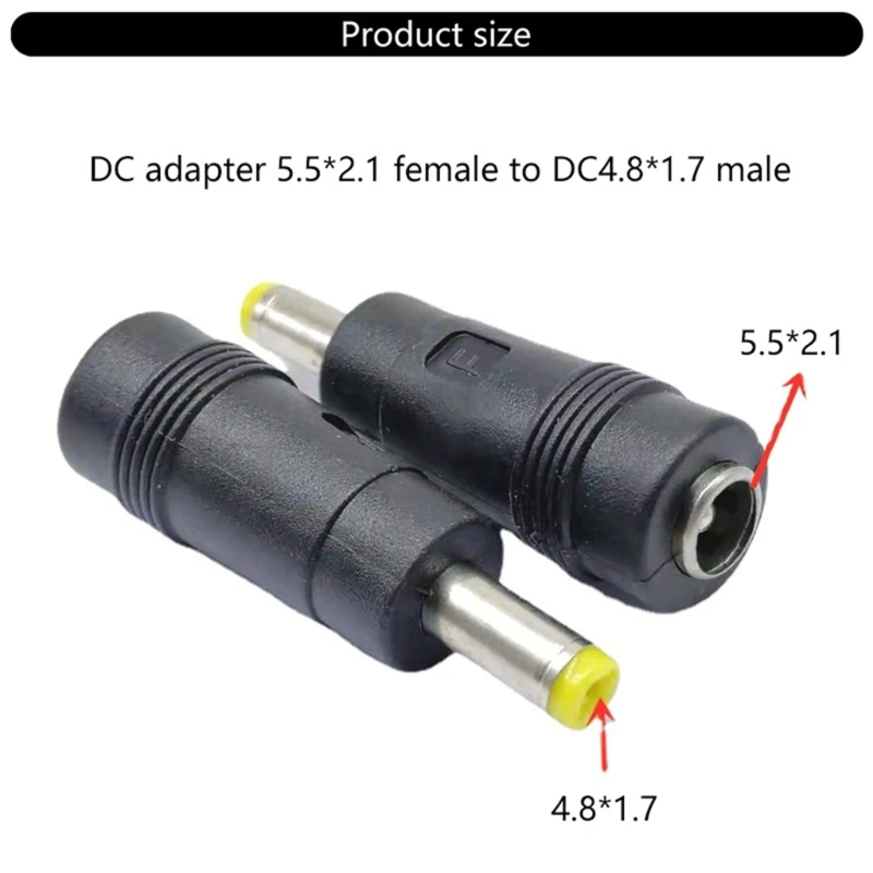 DC5.5x2.1mm to DC4.8x1.7mm Power Adapter Female to Male Charging Converter Connector for Laptops Power Supply