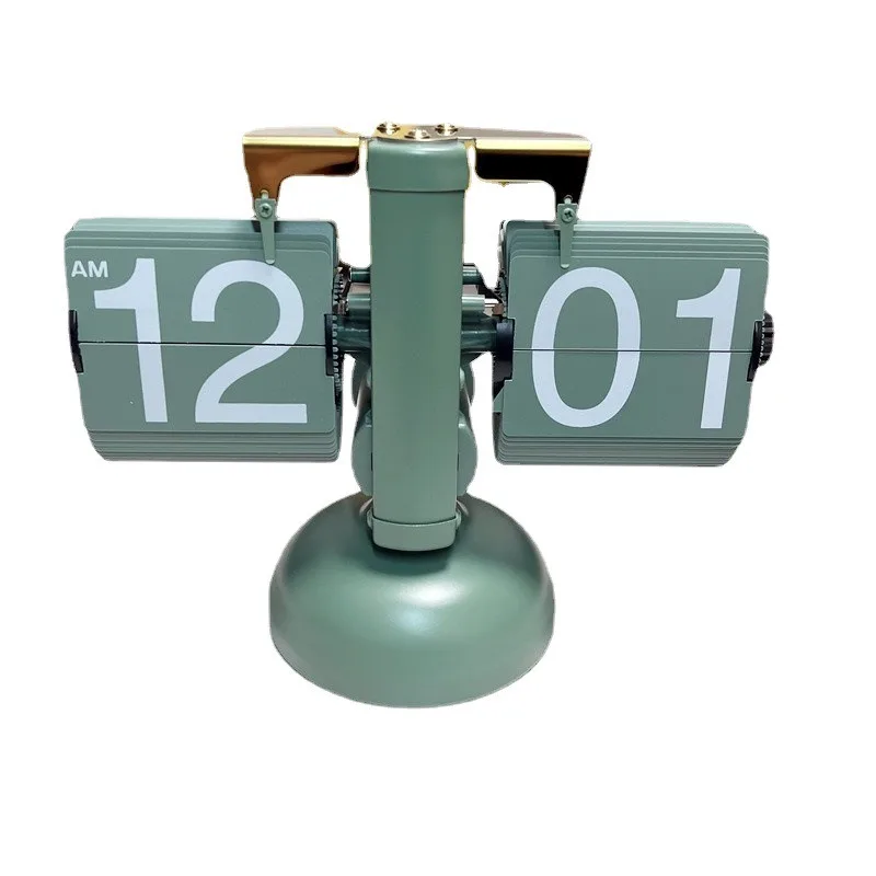 European-style Automatic Page Turning Clock, Small Balance, Flip Table Clock, Retro Living Room Simple Home Ornament