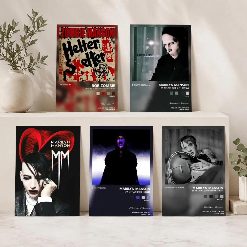 M-Marilyn Manson Singer Painting Calligraphy Modern Canvas Wall Art for Bedroom & Living Room | Home Decor Gift