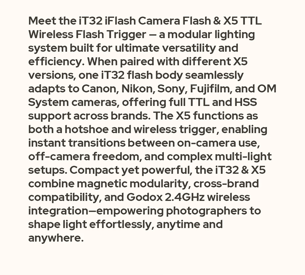 Godox IFlash IT32 Blitzgerät mit Glasfolie X5 TTL Drahtloser Magnetischer Blitzauslöser HSS Drehkopf Speedlite für C/N/S/F/O/L – Detail 2
