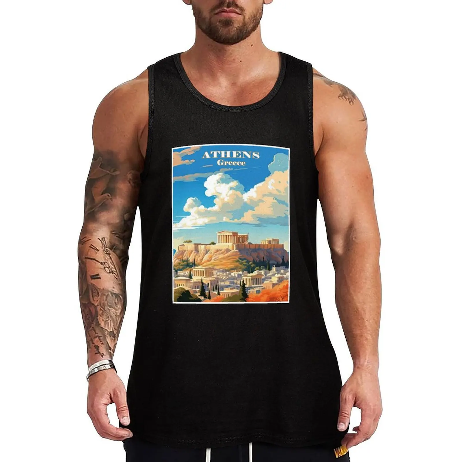 

Athens Greece :Travel and Tourism Advertising Print Tank Top Body man Men's t-shirts vest men Men gym sportswear