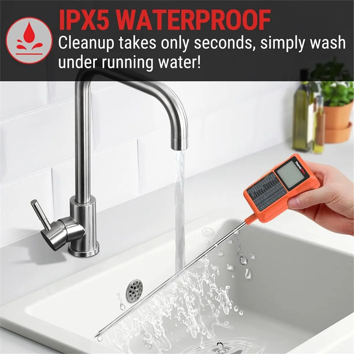 LNHF TP510 Waterproof Digital Candy Thermometer with Pot Clip, 8.1