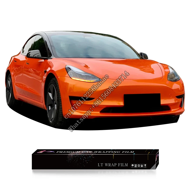 PET Fire Orange Car wrap switchable Glossy  PPF Wholesale  Wrap Decoration Vinyl Film  Full Body  Sticker