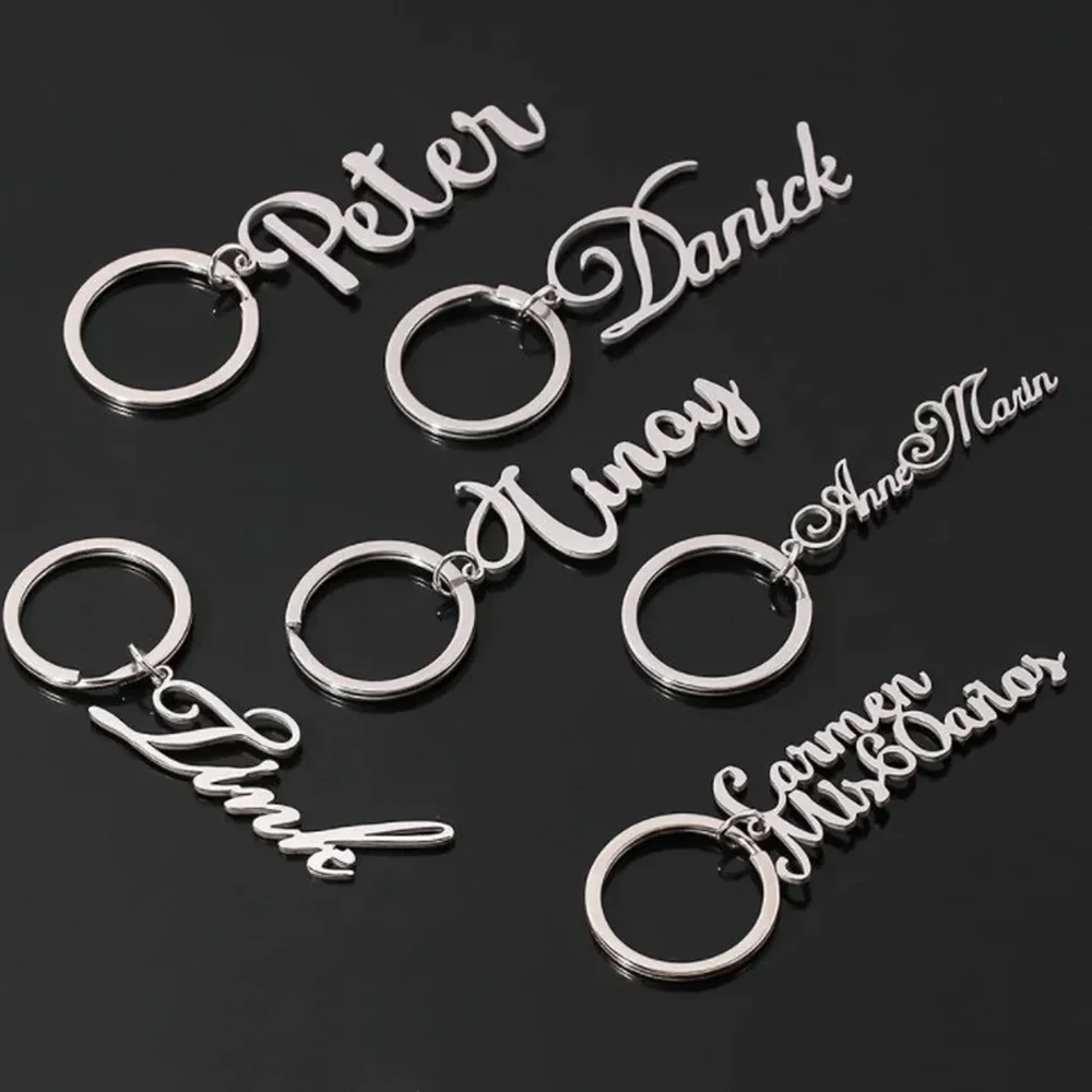 

COOLTIME Custom Name Keychain Stainless Steel Personalized Nameplate Pendant Keyring for Women Men Jewelry Gift Wholesale