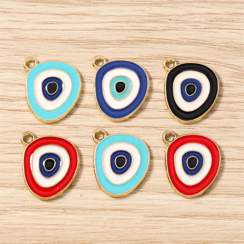 10 Stück 15x19mm Niedliche Emaille-Böses-Auge-Anhänger für die Herstellung von Ohrringen, Halsketten, Armbändern, DIY Handgemachtes Kunsthandwerk, Schmuckzubehör – Detail 2