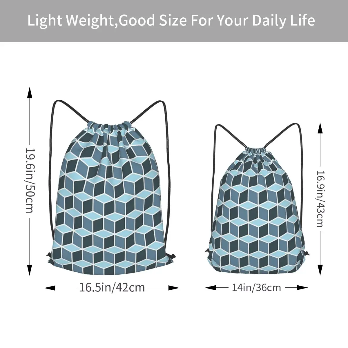 Magic Cube Pattern Backpacks Casual Drawstring Bags Sports Bag Book Bags for Man Woman Students