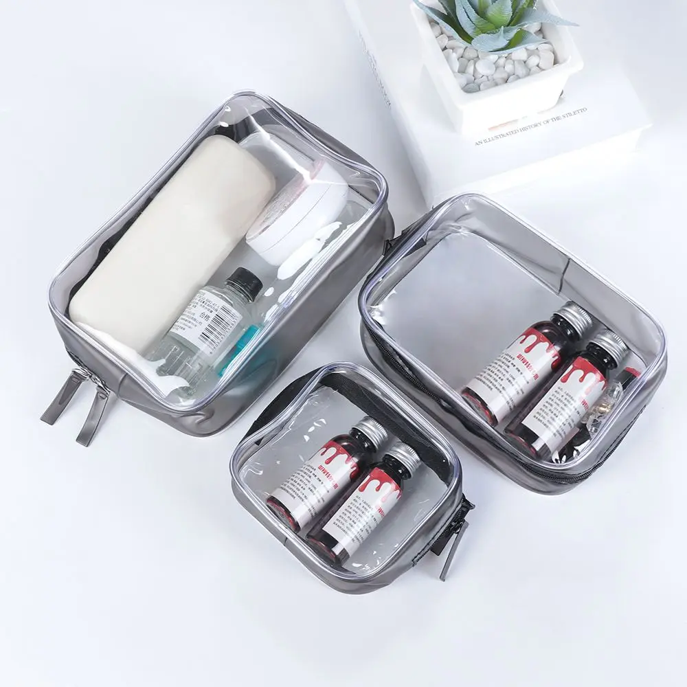 Environmental Protection PVC Transparent Zipper Cosmetic Bag Women Travel Waterproof Wash Toiletry Bags Makeup Organizer Case