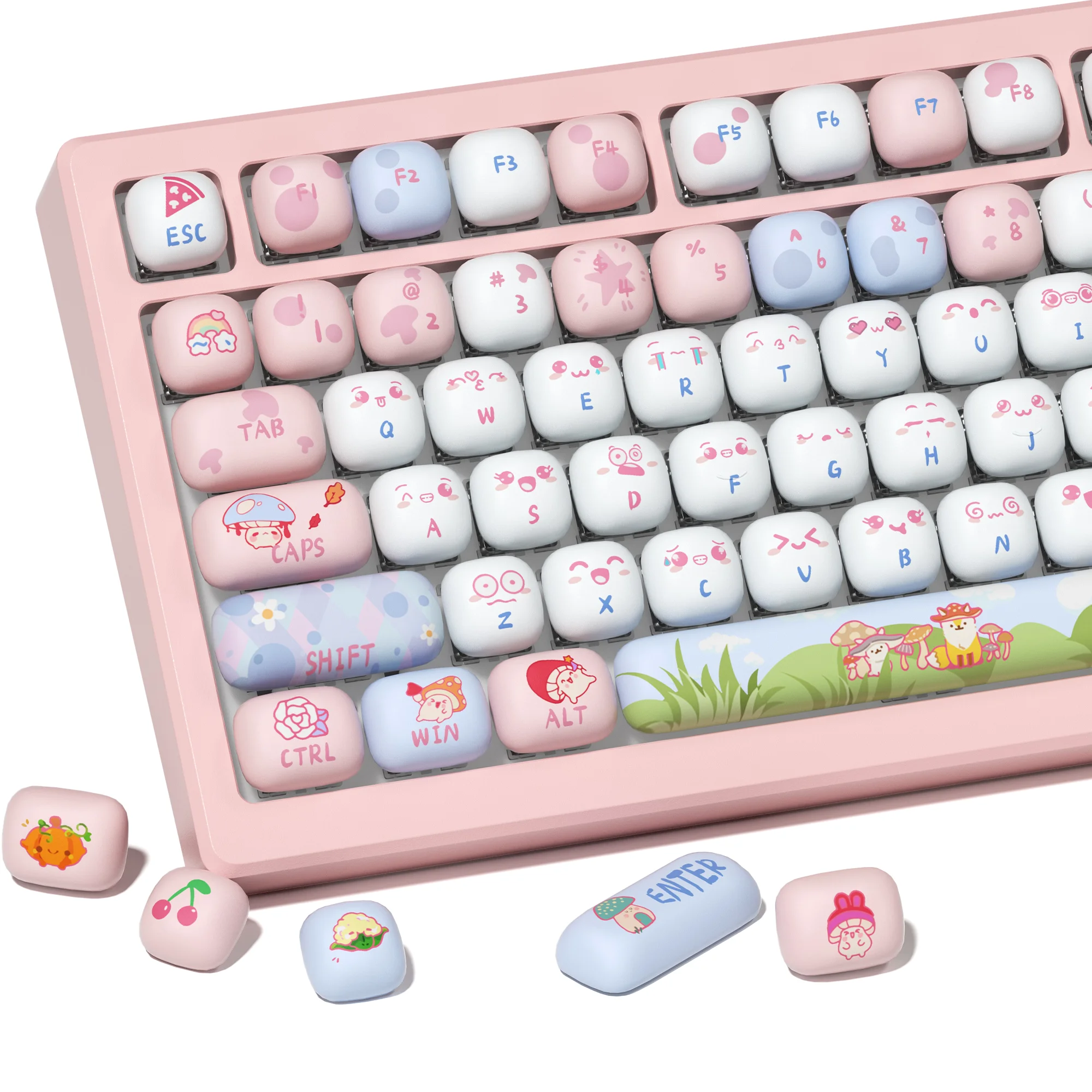 

XVX милый круглый колпачок для клавиш MOG Profile Dye Sub PBT колпачки для клавиш 138 клавиш розовый круглый колпачок для клавиш 61/75/87/98/104 колпачок для клавиатуры
