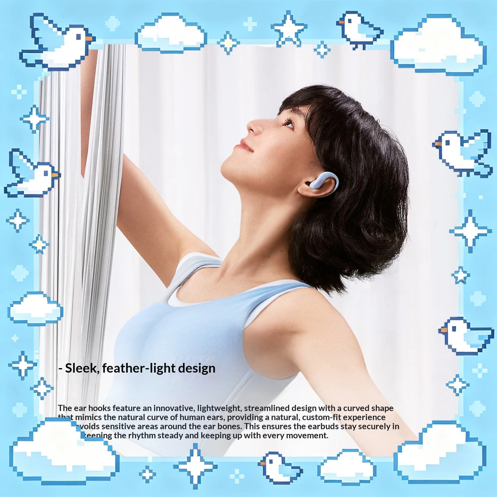 SHOKZ OpenFit Air 2 Open Ear Earbuds Wireless Bluetooth Ear Hook Headphones for Running Gym Sports Daily Use