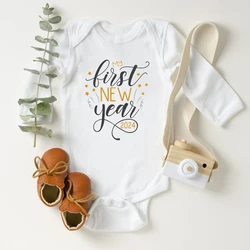 My First New Year Baby Bodysuit Infant Romper Outfit Toddler Long Sleeve Jumpsuit Boys Girls Clothes Newbron Holiday Shower Gift