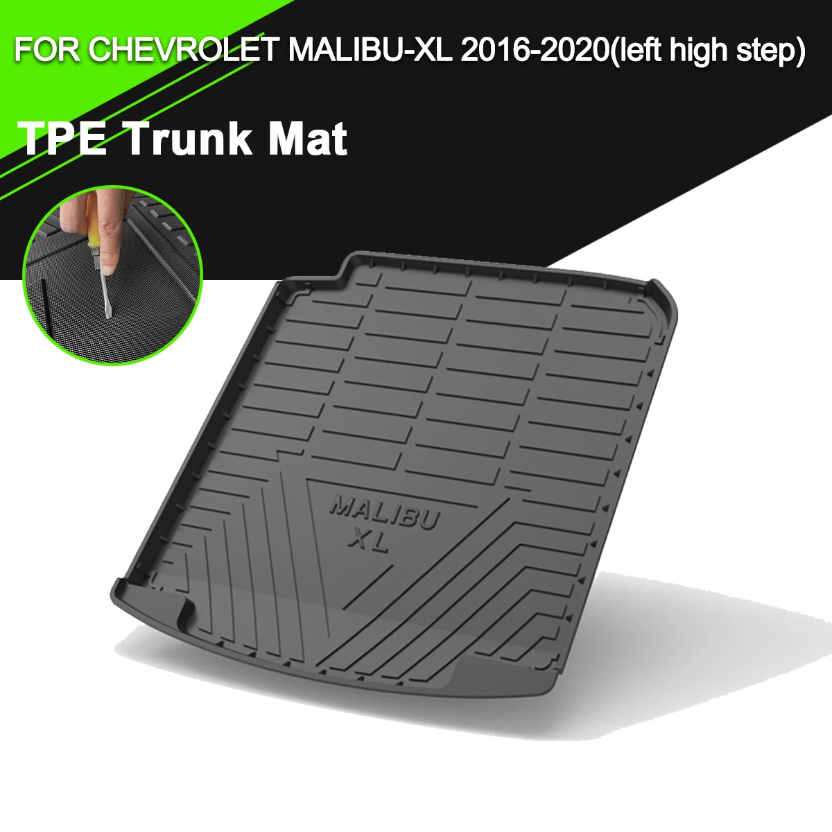 Trunk Mat  TPE FOR CHEVROLET MALIBU-XL 2016-2020(left high step) Car Waterproof Non-Slip Rubber Cargo Liner Accessories