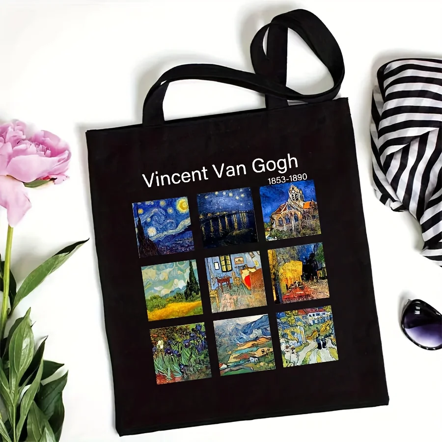 

Van Gogh "Starry Night" Canvas Tote Bag Art Shoulder Bag Vintage Aesthetic Shopping Bag Travel Bag Tote Durable Canvas Material