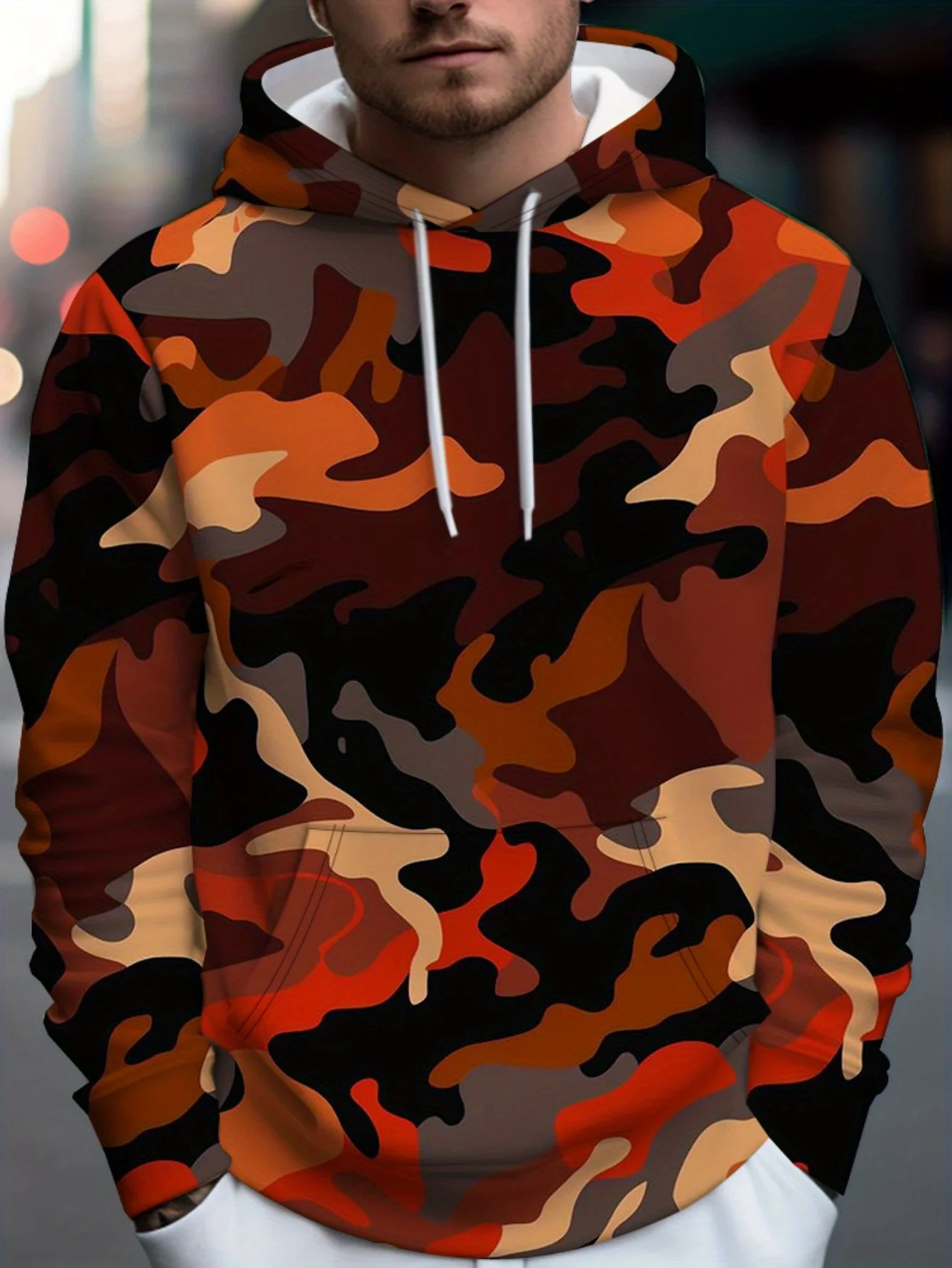 الرجال التمويه طباعة مقنعين البلوز فضفاض كامو سترة ملابس خارجية للصيد والاستخدام غير الرسمي ملابس رجالية البلوز القمم #1