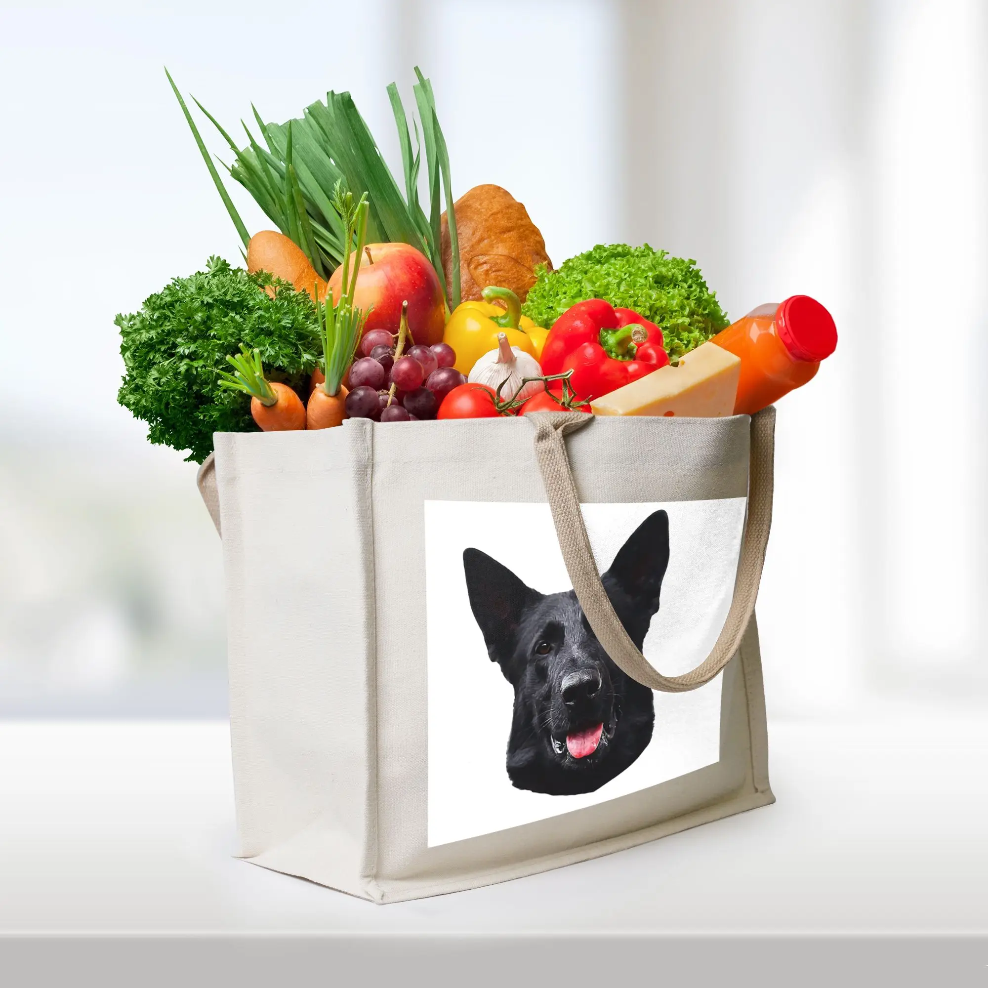 

Черная сумка-тоут из холщовой ткани с изображением немецкой овчарки - потрясающая сумка для покупок, женская сумка через плечо, дорожная сумка.